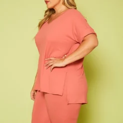 Plus Size V-Neck Tee Shirt & Biker Shorts Set 8 Plus Size V-Neck Tee Shirt & Biker Shorts Set -Radiant Drape Sales 2020548 007 3