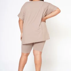 Plus Size V-Neck Tee Shirt & Biker Shorts Set 9 Plus Size V-Neck Tee Shirt & Biker Shorts Set -Radiant Drape Sales 2020548 110 4