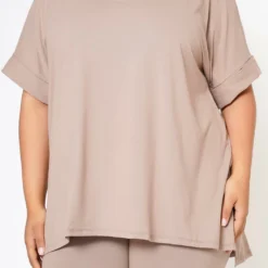 Plus Size V-Neck Tee Shirt & Biker Shorts Set 10 Plus Size V-Neck Tee Shirt & Biker Shorts Set -Radiant Drape Sales 2020548 110 5