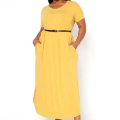Plus Size V-Neck Slit Maxi Dress