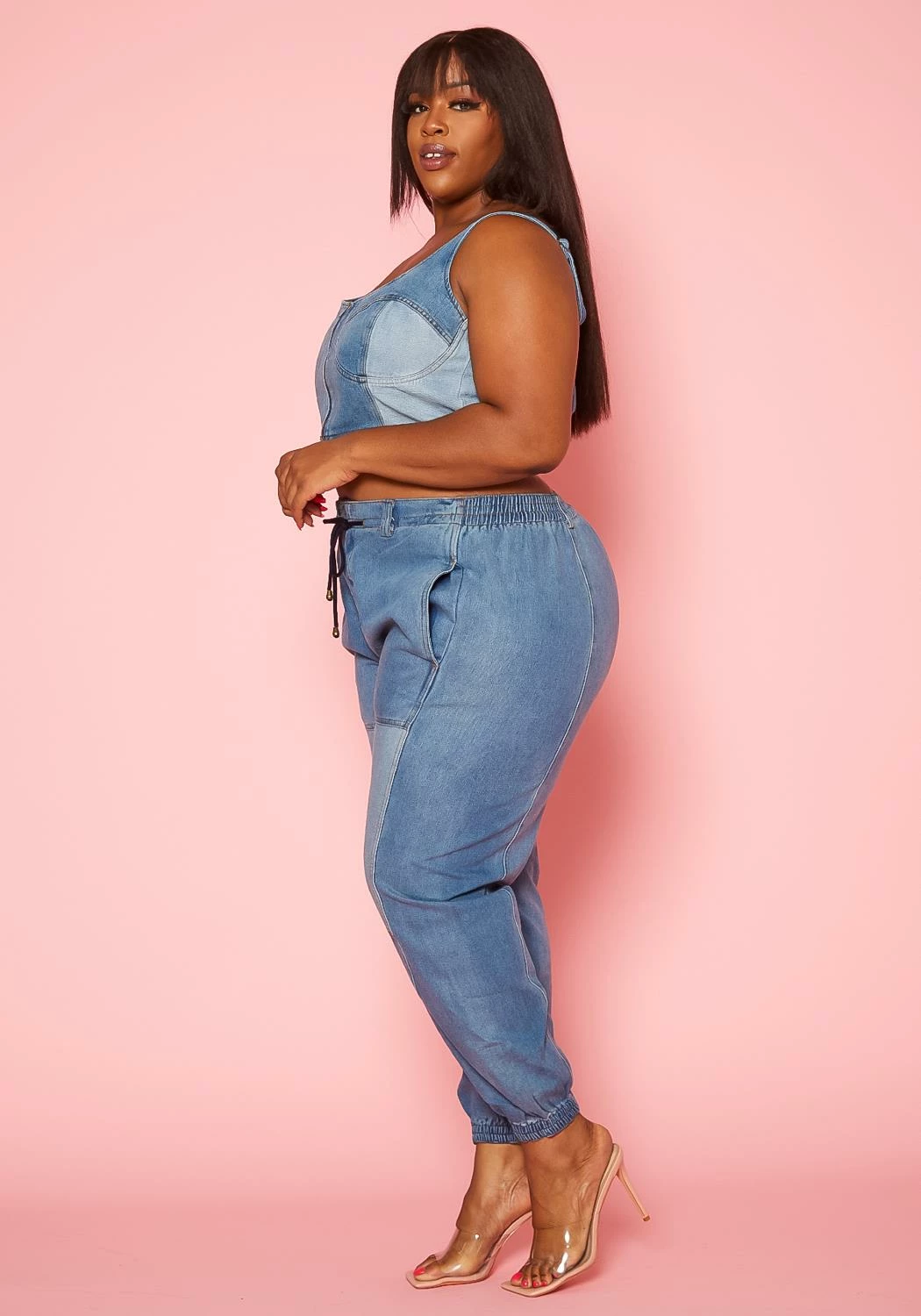 Plus Size Patch Denim Two Piece Set 3 Plus Size Patch Denim Two Piece Set - Image 3
