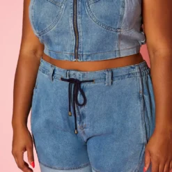 Plus Size Patch Denim Two Piece Set 9 Plus Size Patch Denim Two Piece Set -Radiant Drape Sales 2020570 001 5