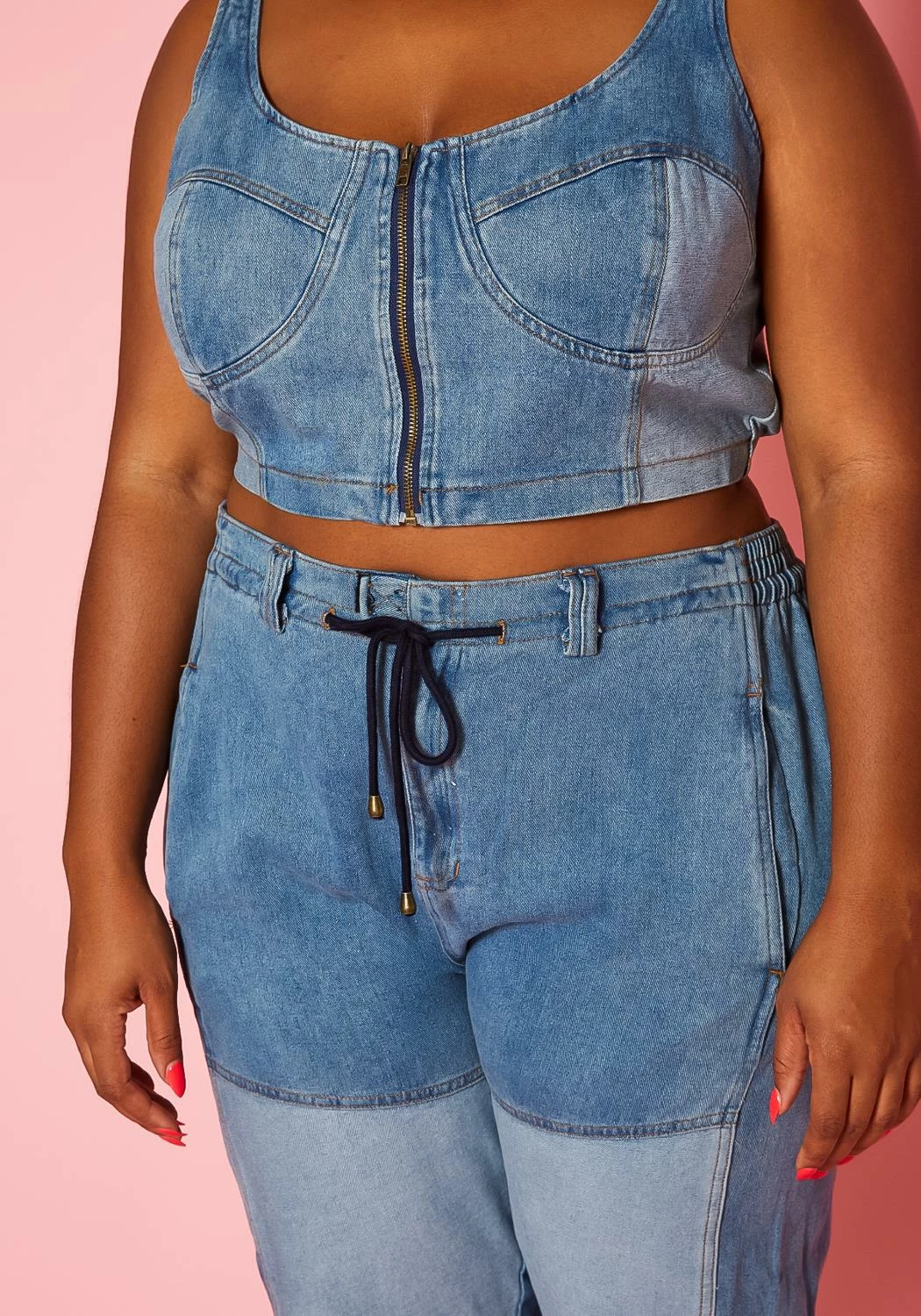 Plus Size Patch Denim Two Piece Set 5 Plus Size Patch Denim Two Piece Set - Image 5