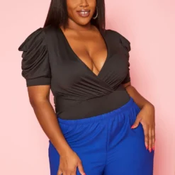Plus Size Ruffled Sleeve Bodysuit