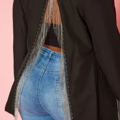 Plus Size Back Slit Fringe Blazer -Radiant Drape Sales 2020580 001 4