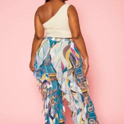 Plus Size Mesh Ruffle Wide Leg Pants -Radiant Drape Sales 2020581 001 4