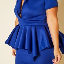 Plus Size Deep Cut Peplum Party Dress -Radiant Drape Sales 2020585 003 5