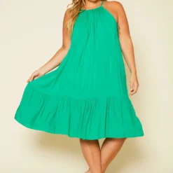 Plus Size Halter Top Tiered Dress