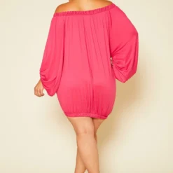 Plus Size Oversized Off Shoulder Mini Dress 8 Plus Size Oversized Off Shoulder Mini Dress -Radiant Drape Sales 2020587 001 4