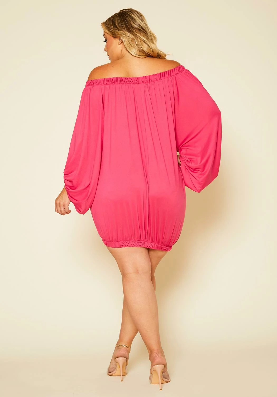 Plus Size Oversized Off Shoulder Mini Dress 4 Plus Size Oversized Off Shoulder Mini Dress - Image 4