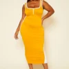 Plus Size Tape Striped Side Maxi Dress