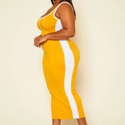Plus Size Tape Striped Side Maxi Dress -Radiant Drape Sales 2020588 004 4