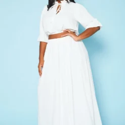 Plus Size Ruffled Mock Neck Crop Top & Maxi Skirt Set 7 Plus Size Ruffled Mock Neck Crop Top & Maxi Skirt Set -Radiant Drape Sales 2020589 002 3