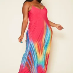 Plus Size Abstract Pattern Cami Maxi Dress