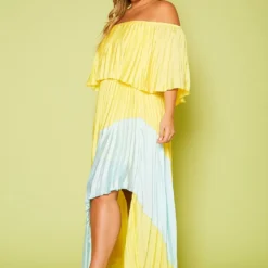 Plus Size Two Tone Pleated Asymmetrical Maxi Dress 9 Plus Size Two Tone Pleated Asymmetrical Maxi Dress -Radiant Drape Sales 2020620 001 4