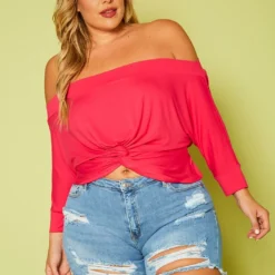 Plus Size Off Shoulder Front Twist Top -Radiant Drape Sales 2020621 001 3