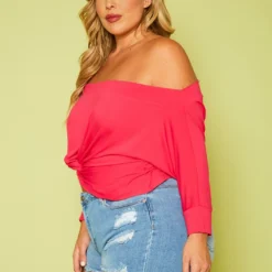 Plus Size Off Shoulder Front Twist Top -Radiant Drape Sales 2020621 001 4
