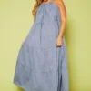 Plus Size Halter Neck Flare Maxi Dress