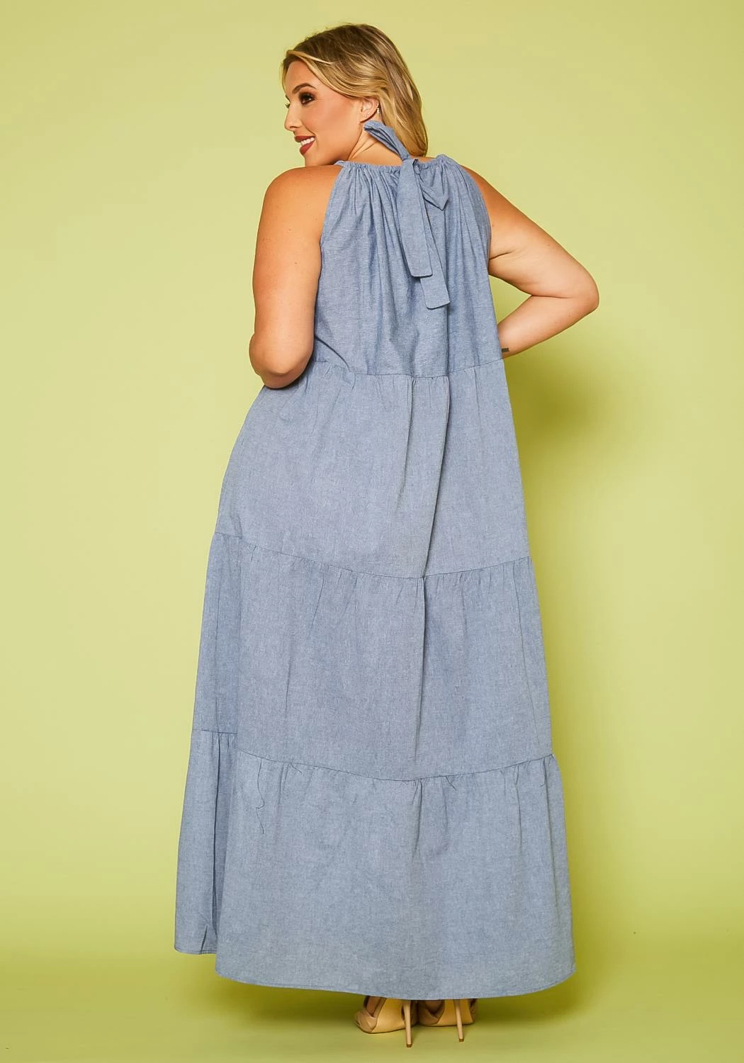 Plus Size Halter Neck Flare Maxi Dress 4 Plus Size Halter Neck Flare Maxi Dress - Image 4