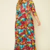 Plus Size Graphic Print Fit & Flare Maxi Dress