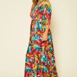 Plus Size Graphic Print Fit & Flare Maxi Dress -Radiant Drape Sales 2020628 001 3