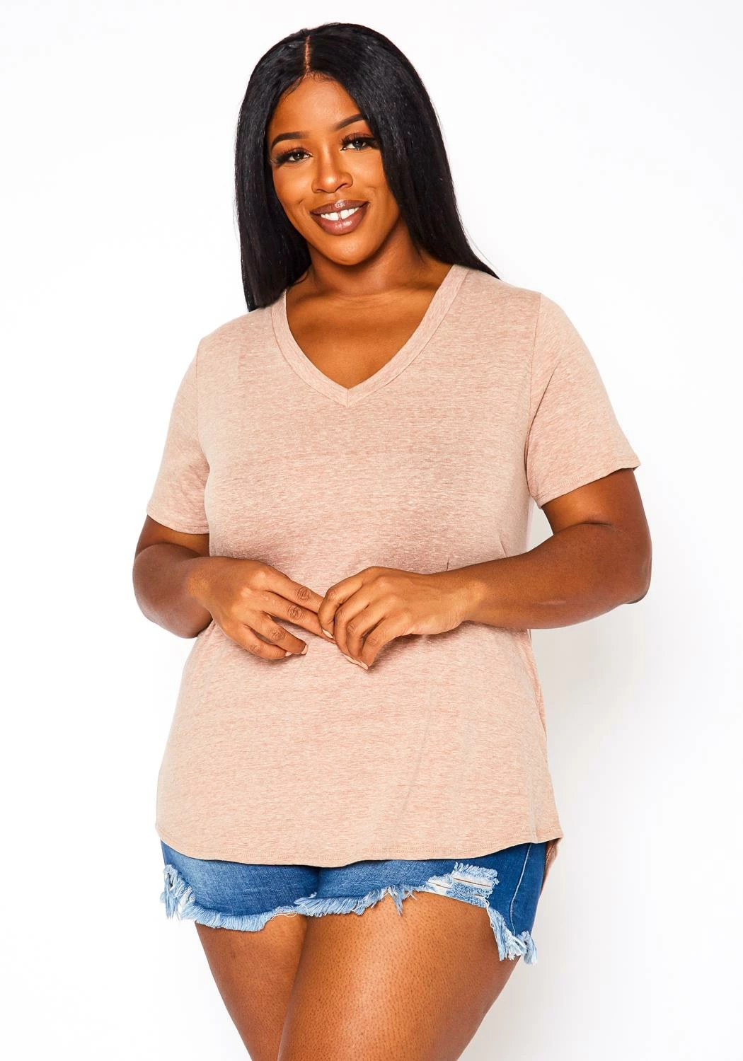 Plus Size V-Neck Basic Blouse 1 Plus Size V-Neck Basic Blouse
