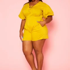Plus Size Balloon Sleeve Romper -Radiant Drape Sales 2020645 002 3