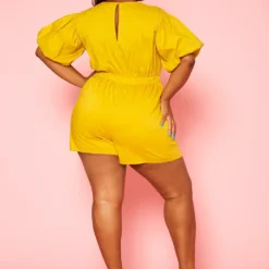 Plus Size Balloon Sleeve Romper -Radiant Drape Sales 2020645 002 4