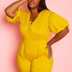 Plus Size Balloon Sleeve Romper -Radiant Drape Sales 2020645 002 5
