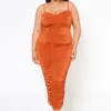Plus Size Ruched Bodycon Cami Maxi Dress