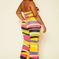Plus Size Abstract Color Print Mix Jumpsuit 8 Plus Size Abstract Color Print Mix Jumpsuit -Radiant Drape Sales 2020654 001 3
