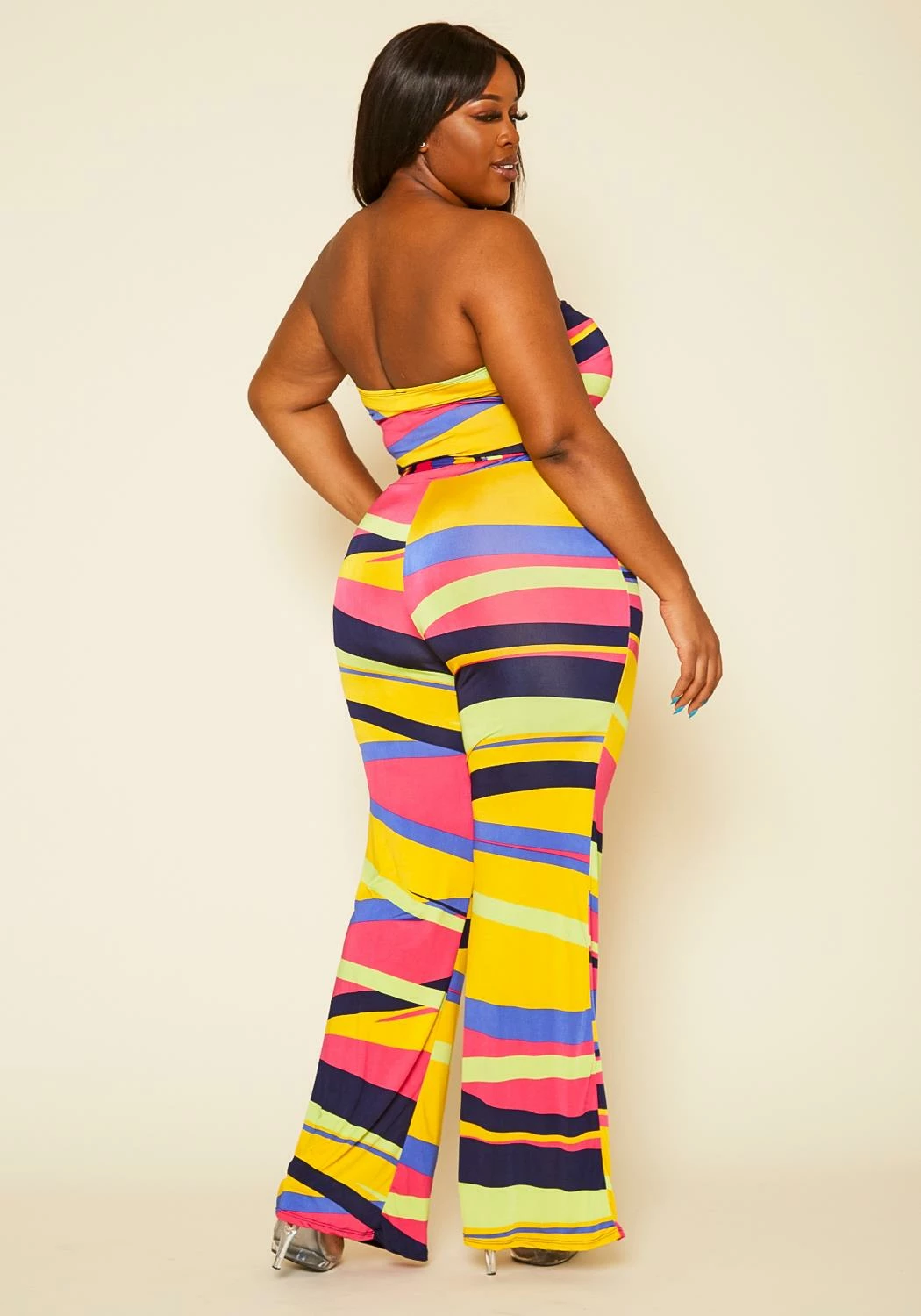 Plus Size Abstract Color Print Mix Jumpsuit 4 Plus Size Abstract Color Print Mix Jumpsuit - Image 4