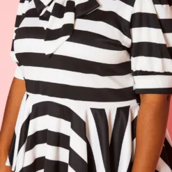 Plus Size Striped Bow Collar Peplum Top 9 Plus Size Striped Bow Collar Peplum Top -Radiant Drape Sales 2020661 001 5