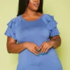 Plus Size Tiered Ruffle Short Sleeves Top