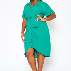 Plus Size High Low Ruched Collar Dress -Radiant Drape Sales 2020702 003 3