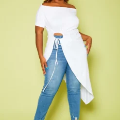 Plus Size Asymmetrical Off Shoulder Top