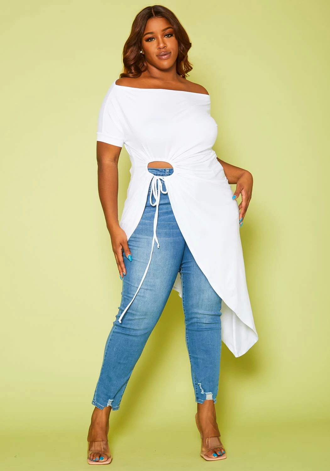 Plus Size Asymmetrical Off Shoulder Top 1 Plus Size Asymmetrical Off Shoulder Top