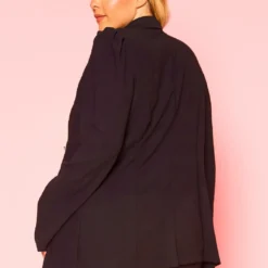 Plus Size Notch Collar Blazer & Shorts Set 11 Plus Size Notch Collar Blazer & Shorts Set -Radiant Drape Sales 2020735 001 4