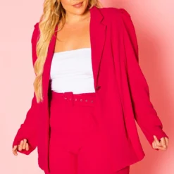 Plus Size Notch Collar Blazer & Shorts Set -Radiant Drape Sales 2020735 002 2