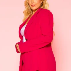 Plus Size Notch Collar Blazer & Shorts Set -Radiant Drape Sales 2020735 002 3