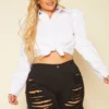 Plus Size Distressed Denim High Waist Shorts