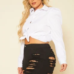 Plus Size Distressed Denim High Waist Shorts -Radiant Drape Sales 2020739 001 2