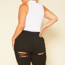 Plus Size Distressed High Waist Biker Shorts -Radiant Drape Sales 2020741 001 4