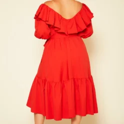 Plus Size Off Shoulder Wide Flare Midi Dress -Radiant Drape Sales 2020751 002 3