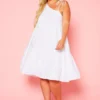 Plus Size One Sleeve Ruffle Flare Mini Dress