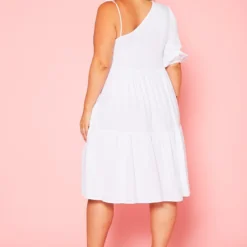 Plus Size One Sleeve Ruffle Flare Mini Dress -Radiant Drape Sales 2020754 001 3
