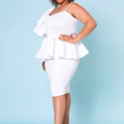 Plus Size Ruffle One Sleeve Peplum Dress -Radiant Drape Sales 2020755 004 2