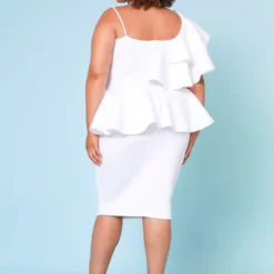 Plus Size Ruffle One Sleeve Peplum Dress -Radiant Drape Sales 2020755 004 3