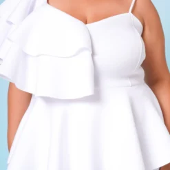 Plus Size Ruffle One Sleeve Peplum Dress -Radiant Drape Sales 2020755 004 4
