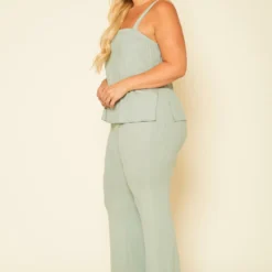 Plus Size Ribbed Tank Top & Wide Leg Pants Set 8 Plus Size Ribbed Tank Top & Wide Leg Pants Set -Radiant Drape Sales 2020756 001 2